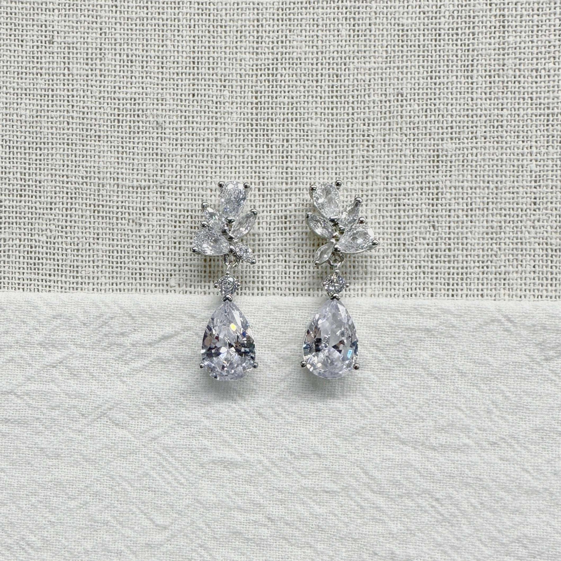 Pair of EVIE sparkling bridal earrings with cubic zirconia crystals
