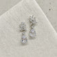 EVIE floral-inspired silver wedding earrings on a white background