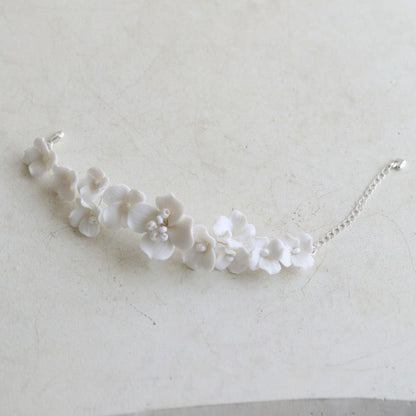 White Porcelain Flower Bridal Earrings Side View | Wedding Jewellery | PearlandStone
