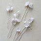 Set of 5 Delicate Pearl and Porcelain Floral Bridal Hairpin