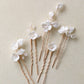 Set of 6 Delicate Pearl and Porcelain Floral Bridal Hairpin