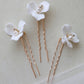 Set of 3 gold Flowers and Pearl Wedding Hairpins