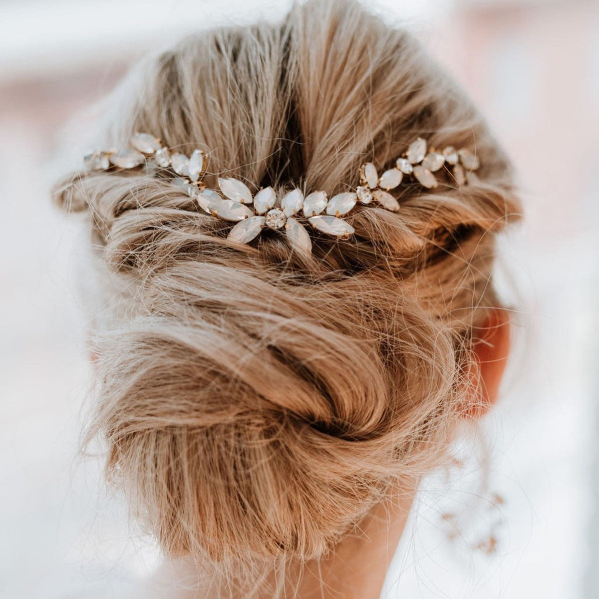 Blue Opal and Rhinestone Bridal Hair 