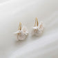 White ceramic flower stud earrings with gold detailing for brides, 4cm lightweight hypoallergenic wedding earrings
