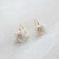 White ceramic flower stud earrings with gold detailing for brides, 4cm lightweight hypoallergenic wedding earrings