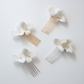 Ceramic flower bridal hair comb with matching earrings - white & gold