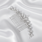 Back view of the silver metal bridal hair comb showing the construction