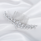 Side view of the crystal leaf bridal hair comb showing the twisted metal teeth