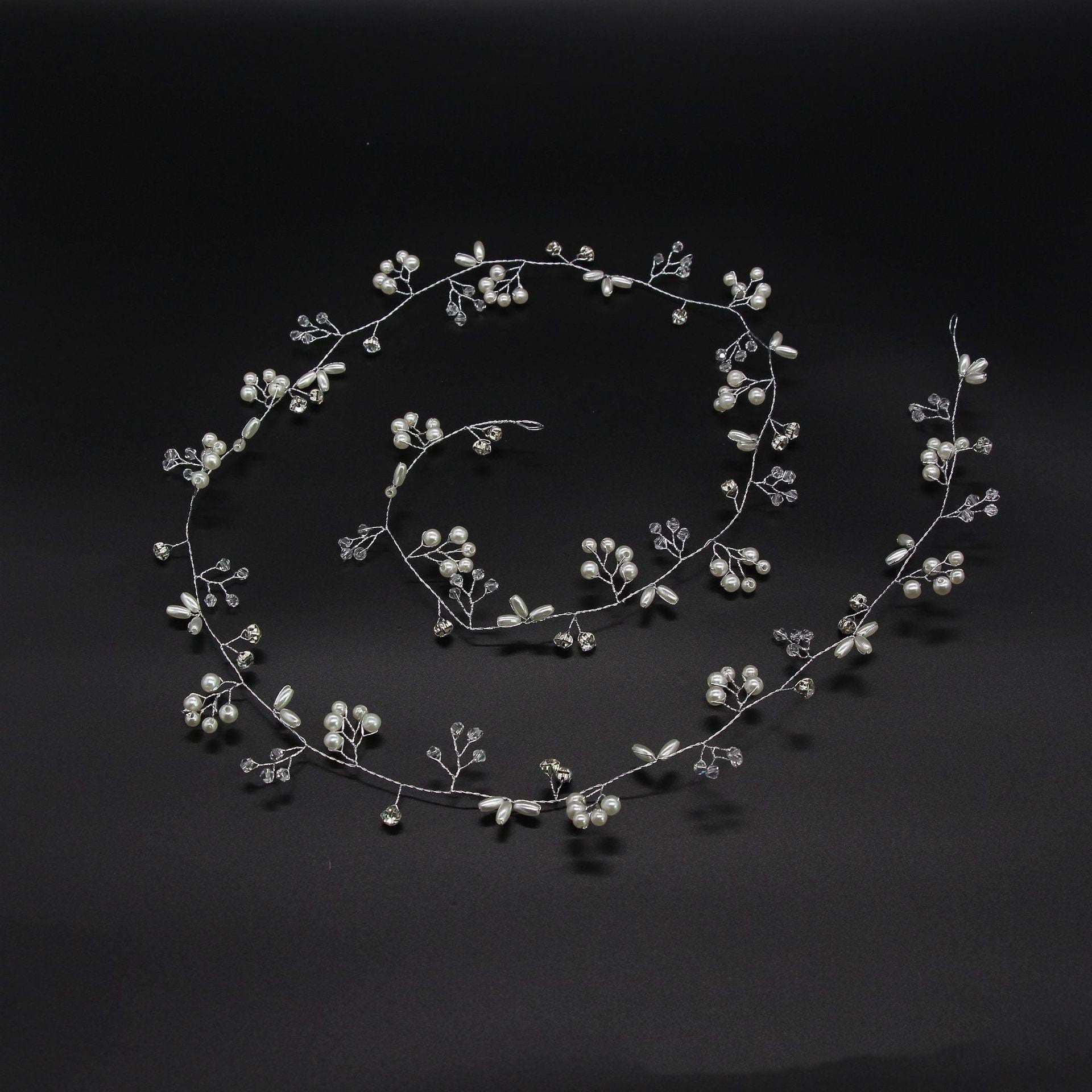 Crystal & Pearl Silver Bridal Hair Vine, Bridal Hairpiece, Wedding Hairpiece, Bridesmaid Bridal Hair Pins, Bridal Hair Accessories
