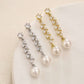 Gold and silver leaf crystal pearl drop earrings side-by-side