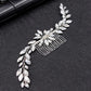 Handmade silver-plated rhinestone hair comb with crystal flower details
