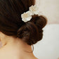 White Porcelain Flower Wedding Hair Pins.