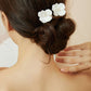 White Porcelain Flower Wedding Hair Pins.