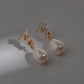 Pearl diamond drop earrings in gold and silver - minimalist bridal jewelry