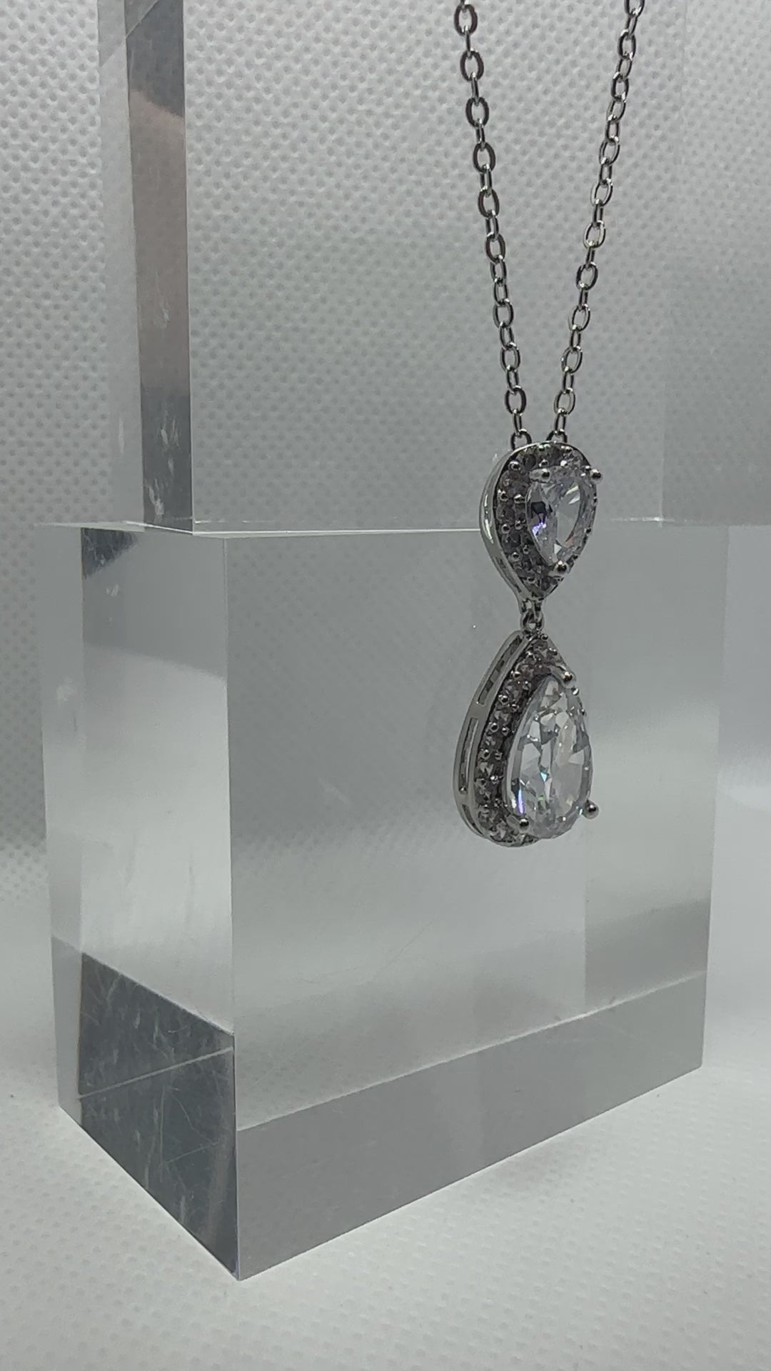 Silver Tear Drop Pendant Bridal Necklace