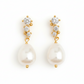 Pearl and diamond accent detail - vintage minimalist earrings