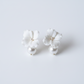 Handmade white porcelain flower drop earrings with pearl bead details, 5cm lightweight bridal earrings