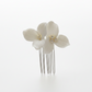 Handmade ceramic flower detail on bridal hair comb
