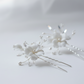 White porcelain flower bridal jewellery set with pearl beads in silver-tone finish