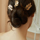 Minimalist and Delicate Gold Leaf Bridal Hair Pins.