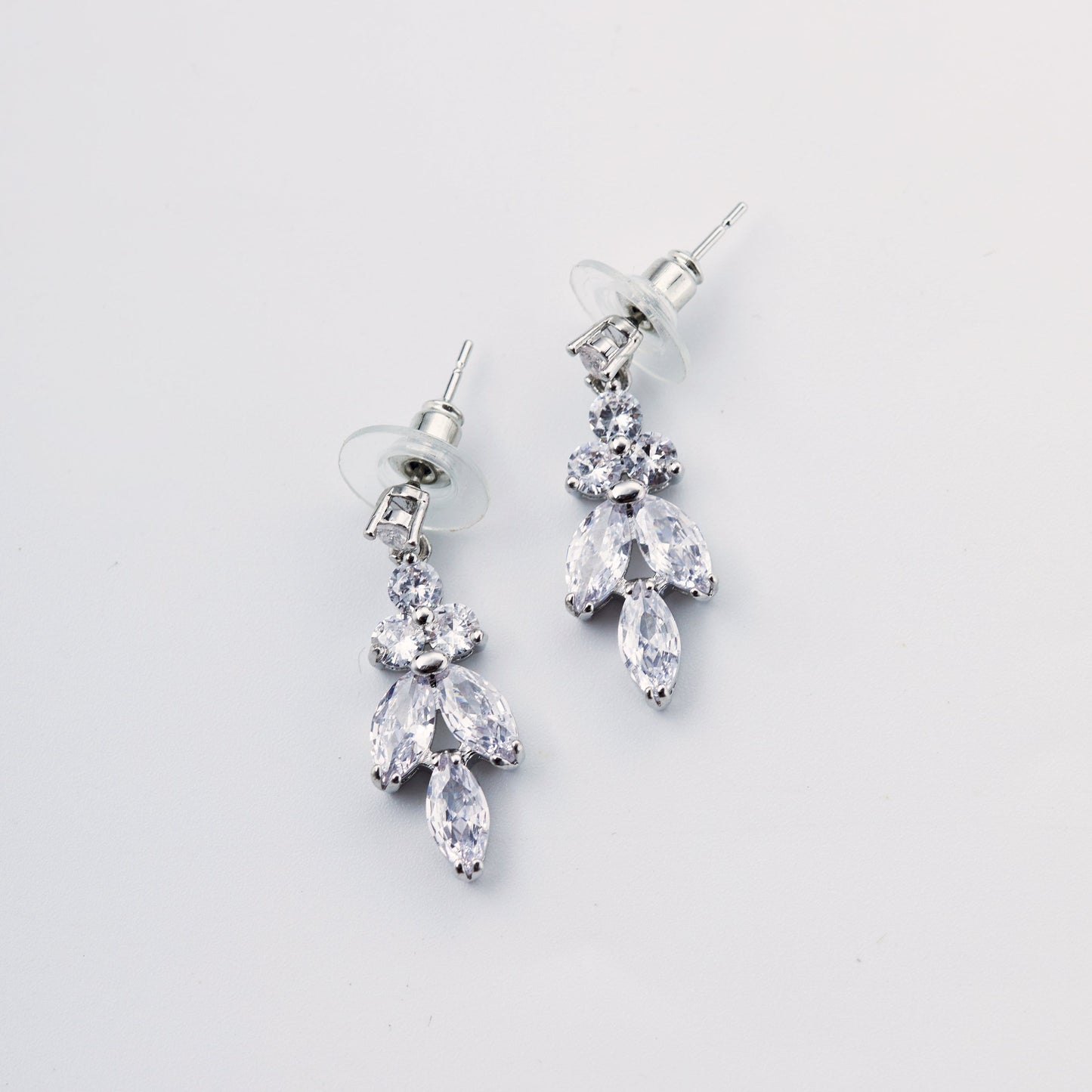 Long Leaf Crystal Bridal Earrings.