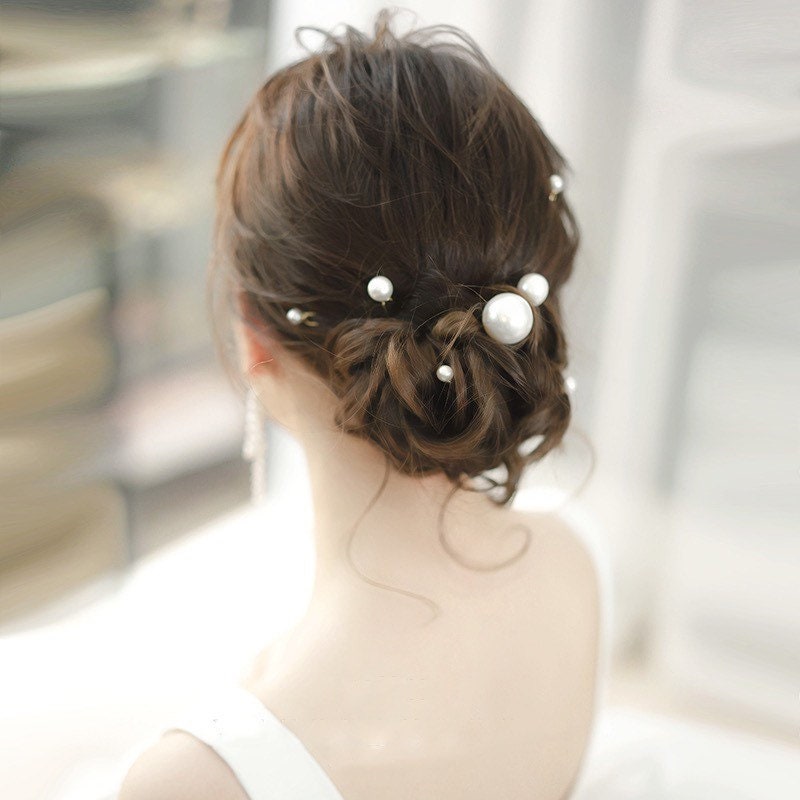 Pearl Bridal Hair Pin, Wedding Hairpiece, Pearl Pin, Gold Silver Large Pearl Hair Pin, Bridesmaid Hair Pin,Bridal Hair Accessories