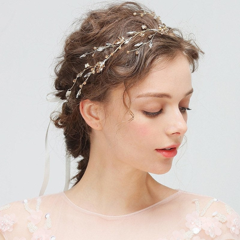 Handmade Gold Leaf Bridal Headband