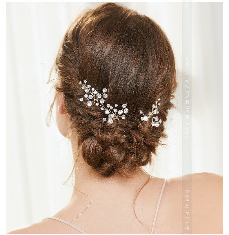3pc Delicate Crystal Bridal Hair Pin, Bridesmaid Bridal Hairpiece, Bridal Hair Accessories,Wedding Hairpiece,Bridal Hair Vine,Hair Jewellery