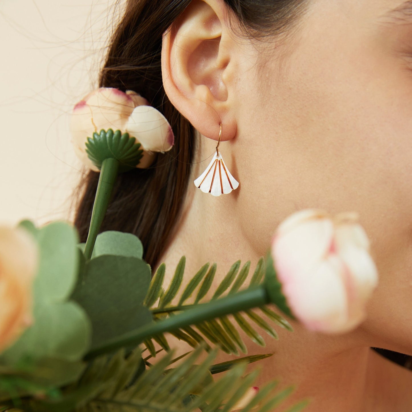 Art Deco Fan Shaped Drop Earrings.