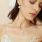 Silver Tear Drop Bridal Jewellery Set Wedding Earring Necklace Bracelet.