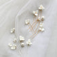 Set aus 6 Braut-Haarnadeln mit Blumenmuster aus zarten Perlen und Porzellan