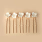 White Porcelain Flower Wedding Hair Pins