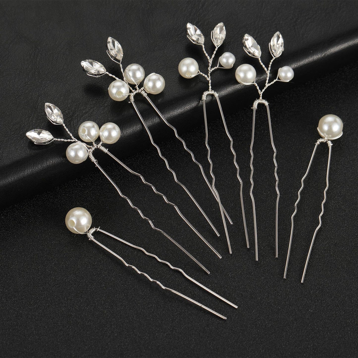 6er-Set Braut-Haarnadeln, Perlen- und Kristall-Haarnadel, Hochzeits-Haarspange, Gold/Silber-Haarschmuck für Bräute, Hochzeits-Perlen-Haarnadel