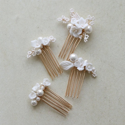 ANASTASIA丨Set of 4 Flower and Pearl Wedding Hair Combs