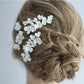 Brauthaarkamm und Haarnadeln aus weißem Porzellan mit Blumenmuster