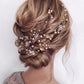 Pearl, Leaf and Crystal Wedding Bridal Hair Vine
